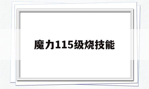 魔力115级烧技能-魔力加点
