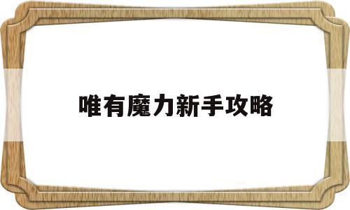 唯有魔力新手攻略-唯有魔力最新练级路线