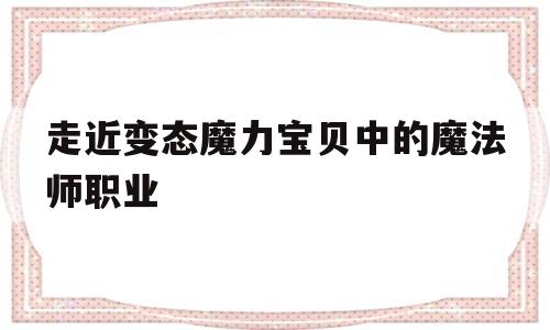 走近变态魔力宝贝中的魔法师职业的简单介绍