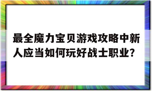 包含最全魔力宝贝游戏攻略中新人应当如何玩好战士职业？的词条