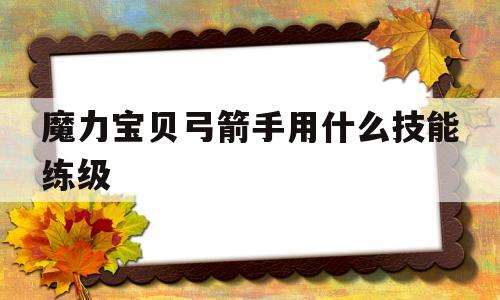 魔力宝贝弓箭手用什么技能练级-魔力宝贝弓箭手用什么技能练级最好