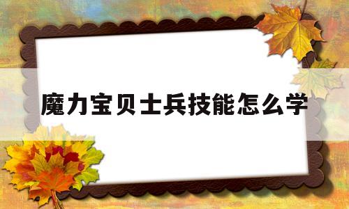 魔力宝贝士兵技能怎么学-魔力宝贝士兵可以带什么任务